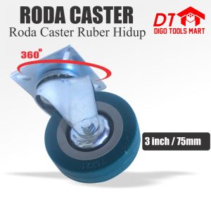 Roda Caster Karet Rubber Hidup Non Rem 3 Inci Roda Kastor Karet 3inch