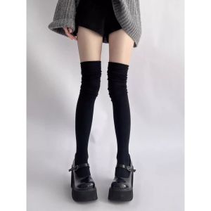 Long Tight Socks For Women Pure Cotton Solid Color Knee-high Socks Keep Warm Foot Warmers Fall Winte