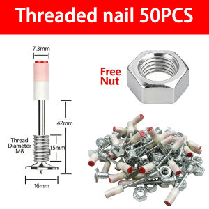 50Pcs M8 Threaded Fasteners With Matching Nuts 7.3MM Rustproof Steel Fastening Accessories Firm Grip