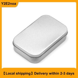 【Local shipping】 Metal Rectangular Empty Mini Tin Box Tinplate Push Candy Cases Bins Jar Hinged Containers Small Organizer Storage Box