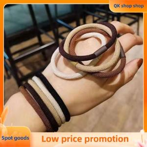 ✨QK shop✨ 10Pcs Plain Color Thick High Elasticity Hair Band For Women Girls Elastic Ponytail Holder Rubber Band Fashion Hair Accessories