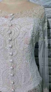 Set Kebaya Akad Nikah Putih + Longtorso dan Rok Lereng
