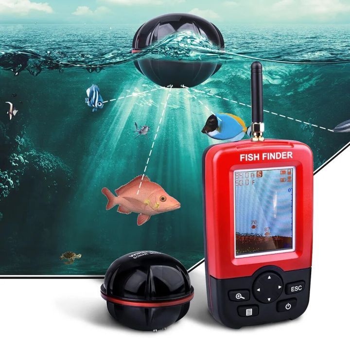 Russian Menu ! Wireless Sonar Fishing Alert Fish Finder Underwater