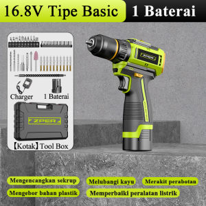 ZPER Mesin Bor 3in1 Cordless Impact Drill Screwdriver Multifunction bor listrik Bor Beton Kayu BesiTembok ZP035