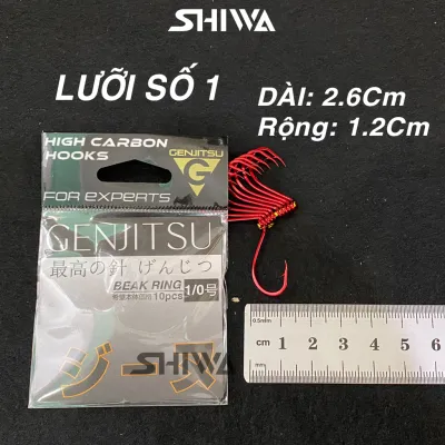 Lưỡi Câu Cá Đỏ GENJITSU Nhật Bản ( ĐỦ SIZE : 1 đến 5 ) - Lưỡi Câu Đơn Lưỡi Câu Đơn Thép Lưỡi Câu Cá Siêu Bền Lưỡi Câu Cá Lóc Rô Phi Tra.. Shiwa
