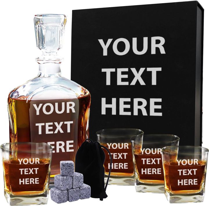 Montex Whiskey Decanter Set, Diamond Decanter Set With 4