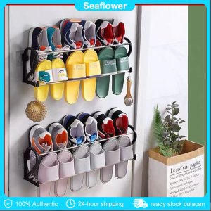 【12 hours delivery】63cm Wall Mounted Slipper Organizer Shoe Rack Slipper Rack Organizer Foldable 3 in 1 Bathroom Rack