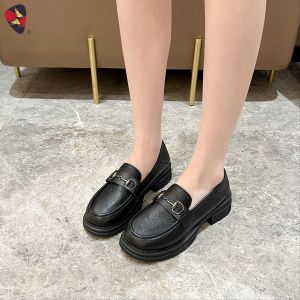 #K6-6 Size 35-40 Loafers Casual Student Shoes Thick Heel For Womens Fashion (Standard Size)