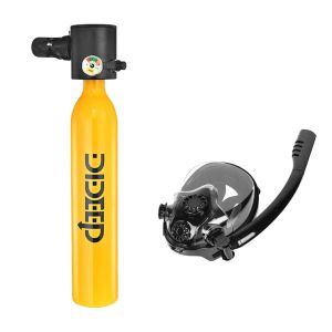 Alat selam Masker Snorkeling Full Face DIDEEP Napas Normal Dan Anti Sesak Set Tangki Selam Skuba 0.5L Tabung selam Mini dengan Pompa Tangan untuk Peralatan Selam Pernapasan Snorkeling untuk Pelatihan Pernapasan Menyelam Bawah Air Scuba Diving lung tank