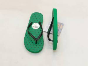 รองเท้าแตะ Hippo Bloo  สีเขียวตัดดำ ลายจุด สีสด รองเท้าอยู่บ้านหูหนีบ sandals ฮิปโป บลู