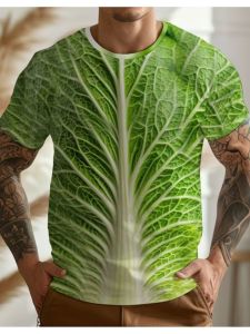[Local Stock] HBESTY Halloween Christmas Mens Cabbage Korean Lettuce T-shirt 3D Printed Short Sleeve Vegetable Fruit Breathable Round Sleeve Casual Summer T-shirt Tops
