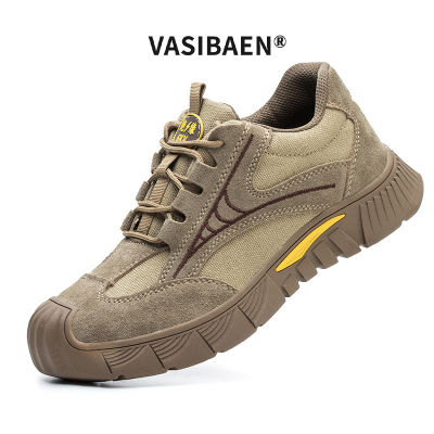 VASIBAEN Labor insurance shoes Anti-smashing and anti-puncture steel insulation wear-resistant electric welding anti-velvet cowhide protective work shoes