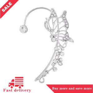 [COD] Fashion Sparkling Crystal Elf Butterfly Ear Cuff Without Piercing Clip Earrings Elegant Ear Clip For Women Exquisite Ear Cuff Wedding Jewelry