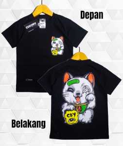 PROMO kaos distro anak gambar sablon depan belakang katun 30s lembut adem