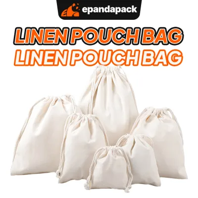 Linen Drawstring Pouch Beg Serut Cenderahati Eco Bag Natural Burlap Beg Guni Kain Goodie Packaging