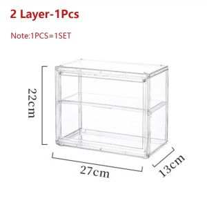 Transparent Storage Rack Acrylic Display Case Cosmetics Storage Organizer Desk Storage Stackable Magnetic Dustproof Box Water Cup Storage Rack#XH015