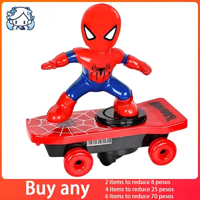 Kids Toy Car Spiderman Stunt scooter Whirl Anime Music 360° Rotate Led Hero Stunt Spider Kids Toys