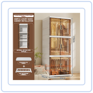 【COZYCASA】Foldable Large Wardrobe Cabinet with Adjustable Shelves Hanging Pull-Out Racks