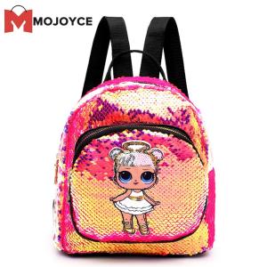 MOJOYCE [Giảm Giá Thanh Lý] Ba Lô Du Lịch Thời Trang Túi Đi Học Cho Trẻ Em Nữ Ba Lô In Hình Cô Gái Đính Kim Sa