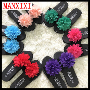 MANXIXI Beautiful 1.18 Inches Wedge Sandals Lotus Flowers Inlay Rubber Sole Sturdy Flat Slippers For Women (Size 35-40)