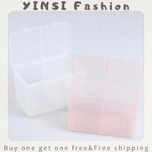 YINSI Twin Well Empty Grids Portable Storage Case Wipe Pads Cotton Swab Container