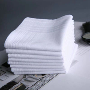 【Bright skyi】New 12 Piece Cotton White Panyo Handkerchief Gentleman White Handkerchief DIY Solid Color Handkerchief Mens scarves and handkerchiefs