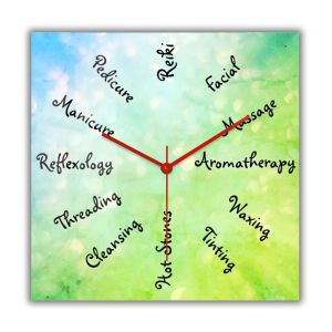 Sacesr Blue Green Beauty Design Printed Wall Clock For Girls Room Cosmetology Wall Art Silent Non Ticking Clock Hanging Watch 4P7H5