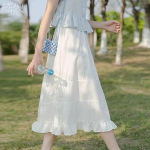 IELGY Ruffle Skirt Womens White A- Line Skirt