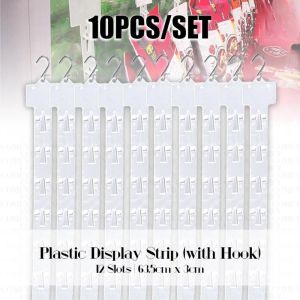 10Pcs 62cm Thickened PVC Plastic Hanging Strips With Hooks Transparent Retail Supermarket Snack Merchandise Display Hanger