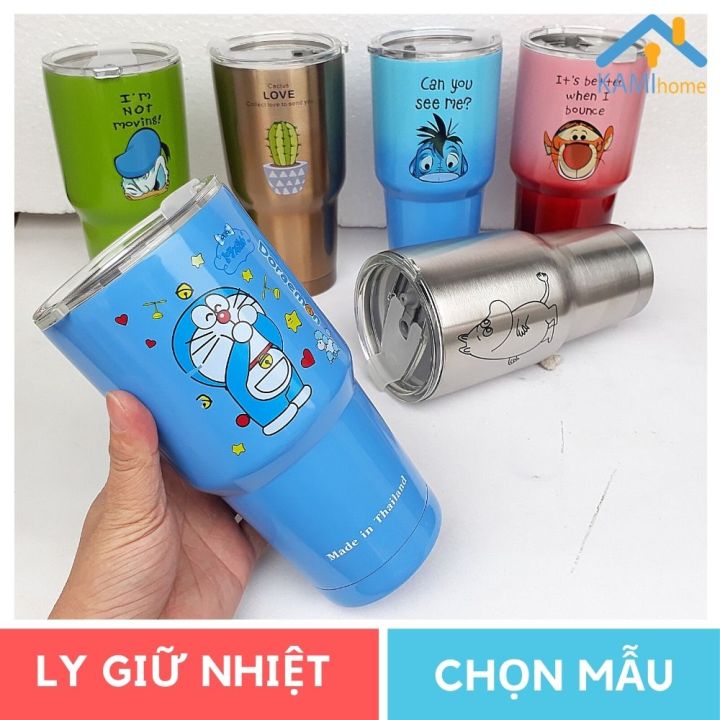 Ly giữ nhiệt Thái Lan inox 304 900ml Kèm ống hút và thanh cọ rửa bình cốc uống nước mã 22008