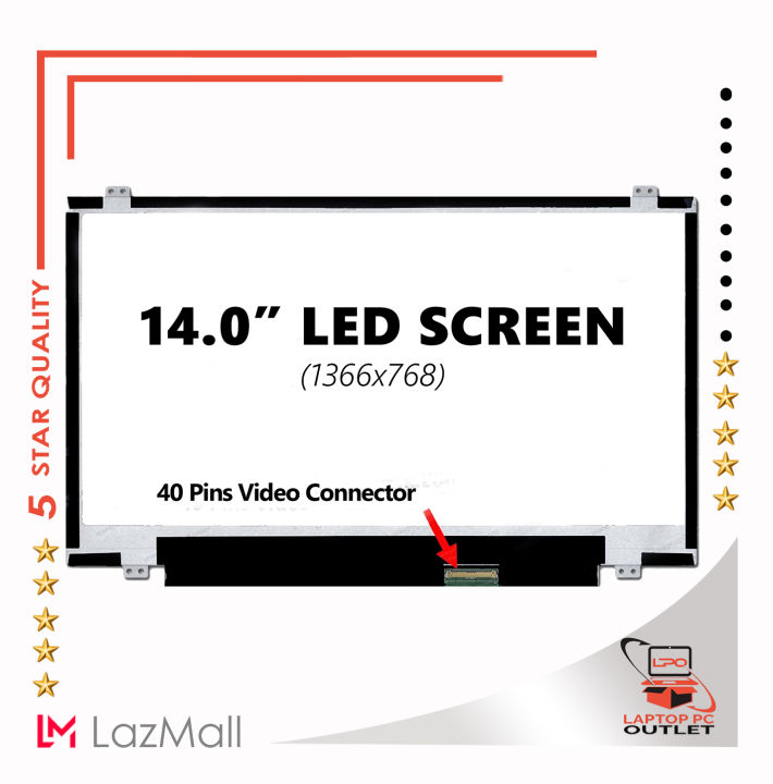 LPO Laptop LCD Screen 14 inches HD 40 pin Slim LTN140AT28 Compatible ...