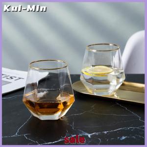 Kui-Min Hot Phong cách Châu Âu Vàng lưỡi nhựa lục giác hộ gia đình trong suốt Whisky thủy tinh lục giác nước ngoài Rượu Thủy Tinh
