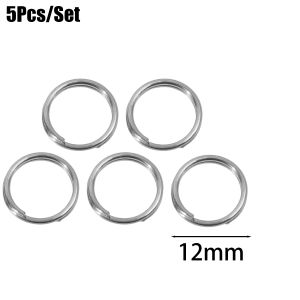 5ชิ้นพวงกุญแจสีเงินพวงกุญแจโลหะผสมไทเทเนียมรูกุญแจแหวนพวงกุญแจรอบสายพวงกุญแจเครื่องประดับลูปคู่ DIY