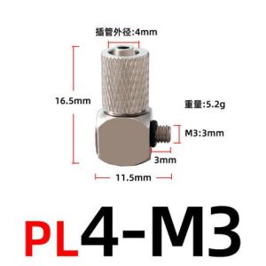 AumoPro Ren Đực M3 M4 M5 M6-Đầu Nối Ống Khí Nén Mini OD 3Mm 4Mm 6Mm Vít Xuyên Qua Khớp Nối Nhanh WX-KPC