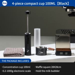 BINCOO Espresso Coffee Scale with Milk Frother Espresso Tool Set Stainless Steel Italian-Style Ounce Cup Set