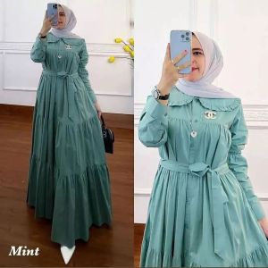 Gamis Terbaru 2023 Kekinian KINANTI DRESS KATUN RAYON Dress Wanita Muslimah Simple Tali Pinggang