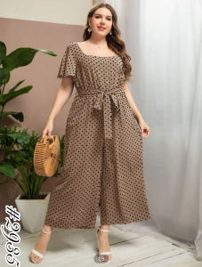 FESHOP #2935 FASHION PLUS SIZE JUMSUIT POLKA DOTS FIT TO XL