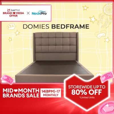 NeckPro Domies Solid Wood Bed | Fabric Upholstered 10 Inches (25cm) Divan Base + Headboard | Pre-Order | 1 Year Warranty