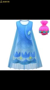 《1113guna{Sweet Baby} Trolls Poppy Costume Girl Dresses Anime Cosplay Costumes for Kids Halloween Christmas Party Fanscy Dress Outfit Spirit Wig For 3 4 5 6 7 8 yrs