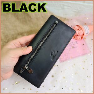 SEAZONN Soft Genuine Leather Women Zipper Long Wallet Vintage Wallets Coin Purse Women DOMPET PANJANG WANITA KULIT LEMBU ASLI COW LEATHER LONG WALLET READY STOCK IN MALAYSIA
