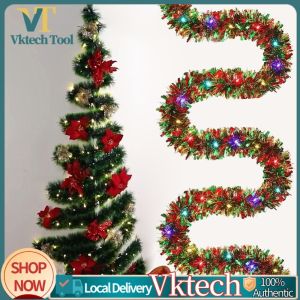 Festive Xmas Garland 16.4Ft with Lights and Wreath for Home and Entrance Decor