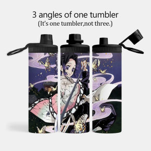 Demon Slayer Insulated Water Bottles Stainless Steel Wide Mouth Spout Lid 600ml Leakproof Double Wall Vacuum Insulated Sports Bottle Lightweight