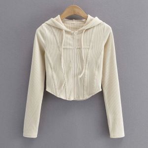 Baru Maureen Knit Jacket Wanita - Korean Hoodie Zipper Crop (S M L )