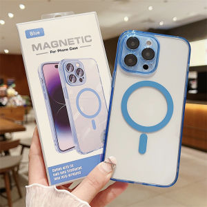 Case Magsafe Transparan dengan Pelindung Lensa untuk iPhone 11/12/13/14/15 Pro/Pro Max - Warna Netral