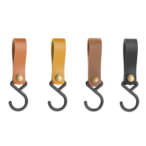 10Pcs PU Leather Strap S Hooks for Camping Efficient Space Saving Bathroom Towel Hangers Kitchen Utensils Organizers
