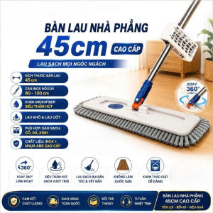 Cây Lau Nhà Tự Vắt Đa Năng - Kèm 2 Bông Lau Thay Thế Bản Lau Lớn 45cm San Hô Siêu Thấm Hút