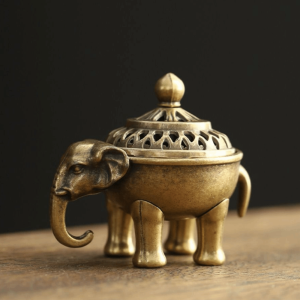 LUXERY Metal Incense Holder Handheld Elephant Incense Rack  Ingot Shape Incense Burner Meditation Use