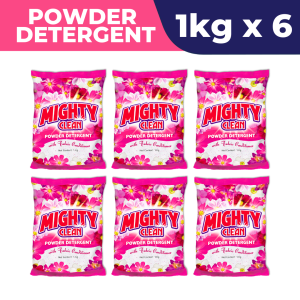 6 KILOS Mighty Clean Detergent Powder Floral Blossom - Powder (Pink) - SET 6 Kilos (1 Kilo X 6 pouches)