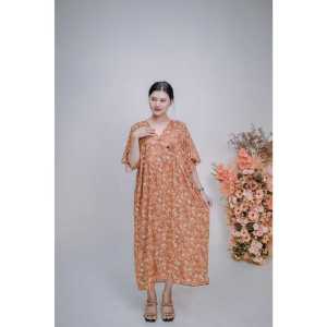 DASTER KIMONO PANJANG TALI SAMPING KANAN KIRI KANCING MOTIF BUNGA BAHAN RAYON PREMIUM LENGAN PENDEK