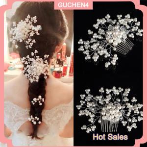 GUCHEN4🎀 Ghim Cài tóc đám cưới hoa kẹp đính ngọc trai cô dâu đính kim cương pha lê phù dâu